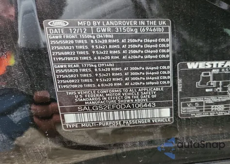 2013 Land Rover Range Rover Supercharged from USA, damaged, VIN SALGS2EF0DA106443